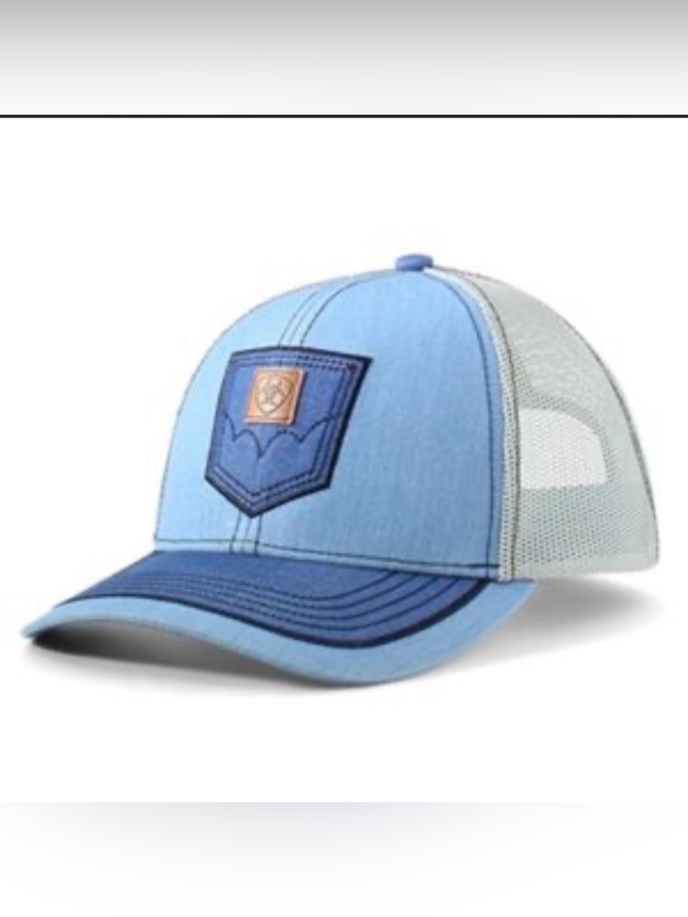 Ariat Blue Patch Trucker Hat with Leather Logo Patch OS